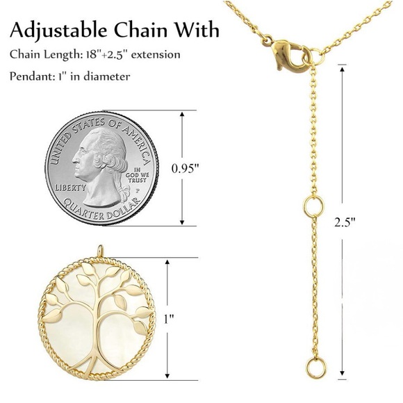 Tree of Life Necklace - Mother of Pearl & Gold - Picture 4 of 4